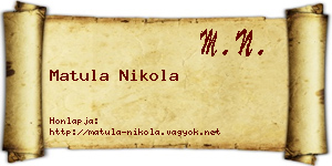 Matula Nikola névjegykártya